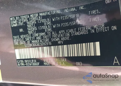 2014 Toyota Sienna Xle 7 Passenger from USA, damaged, VIN 5TDDK3DC6ES092916